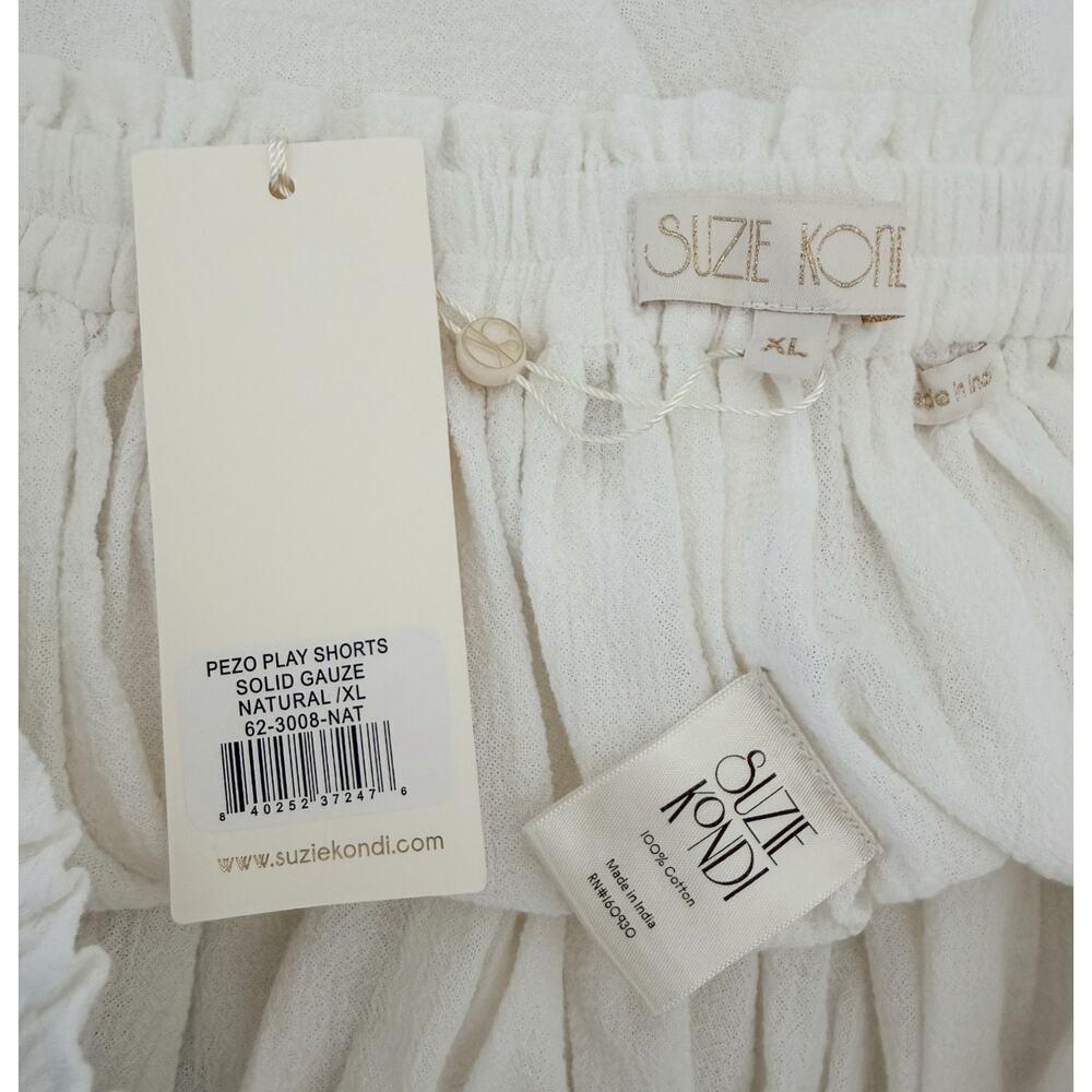 Suzie Kondi Pezo Play Shorts Natural Cotton Gauze Pull On Swim Beach XL NWT - Picture 3 of 5